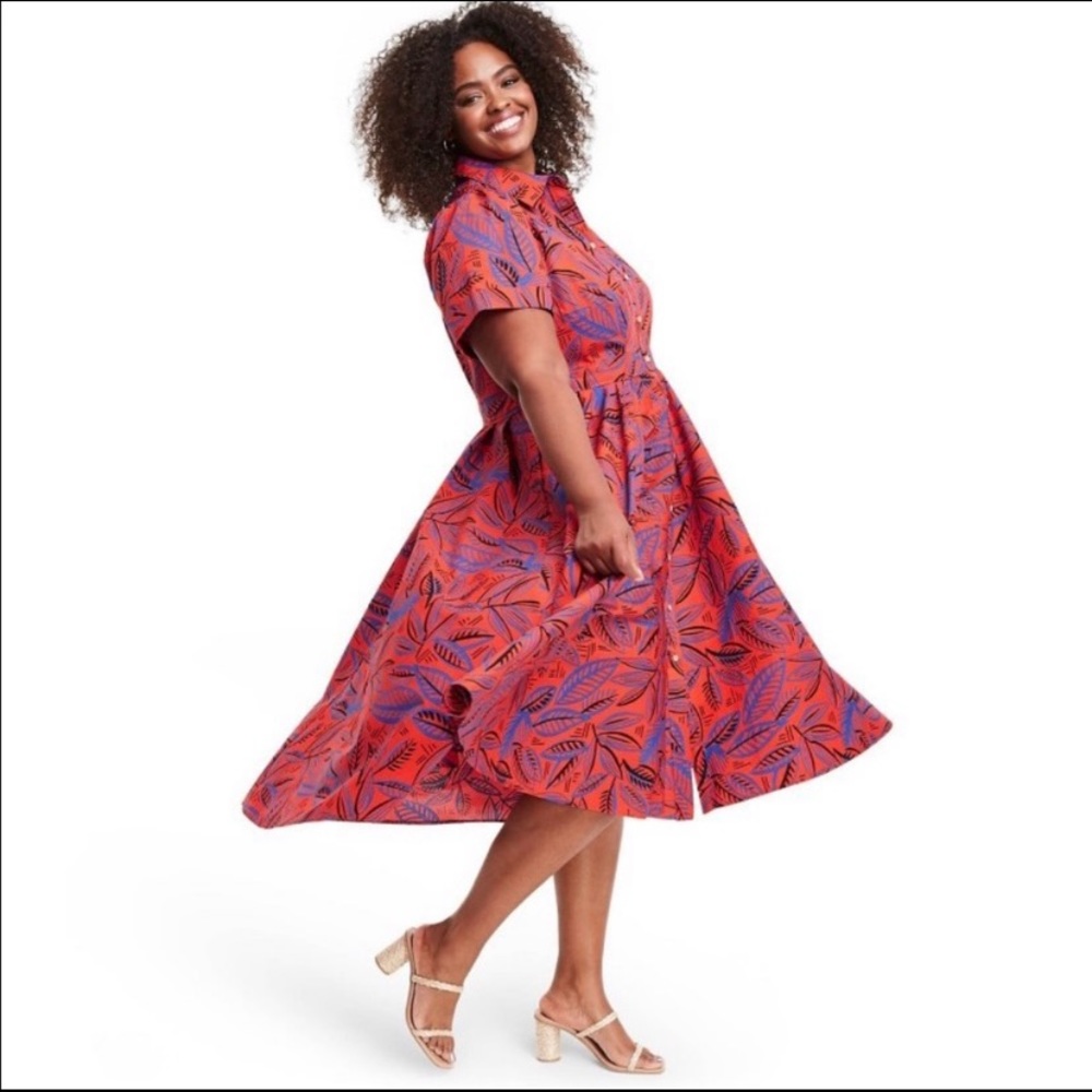 Alexis Tropical Short Sleeve Shirtdress - 1X (106)